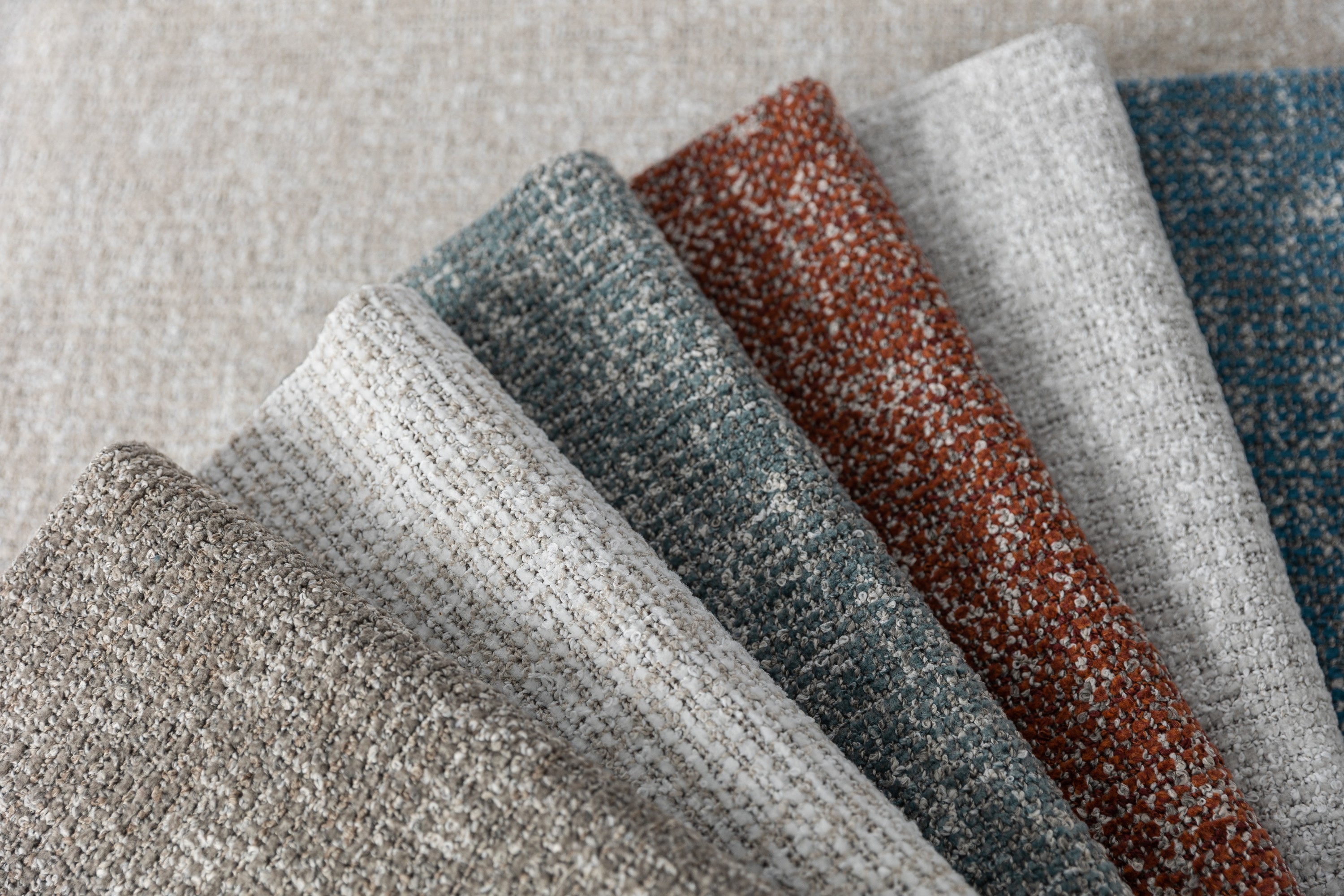 1340 Zenith Linen, Blue Lagoon, Artic Hare, Rosewood, Teal Creek, Alabaster, Stone Hearth Hero Image