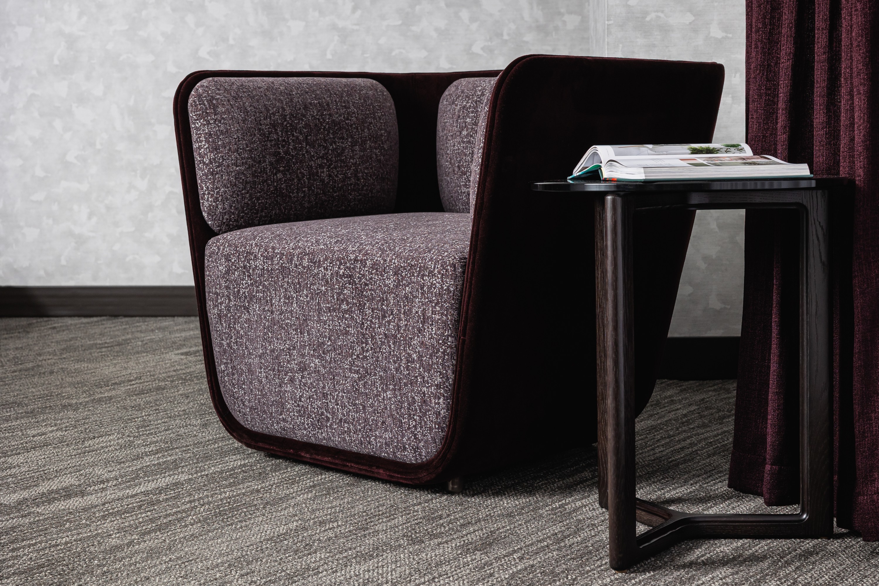 4328-13 Wisteria Gun Metal, 4236-12 Basal Garnet, 7555-06 Altair Plum Preserves, V103-01 Hikaru White Birch Installation Images