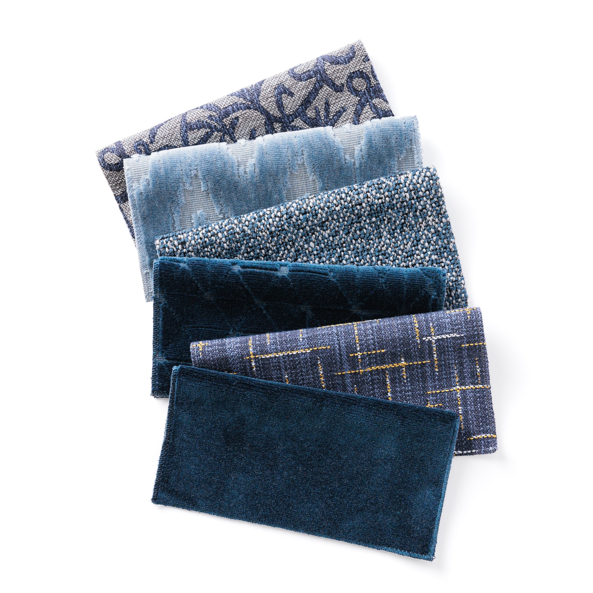 4374-07 Rosemary Canada Jay, 4262-05 Andamento Skyline, 220-06 Stippling Blueprint, 4263-10 Mosaic Blue Grotto, 4367-09 Sgraffito Starlit Sky4236-10 Basal Blue Grotto Product Image