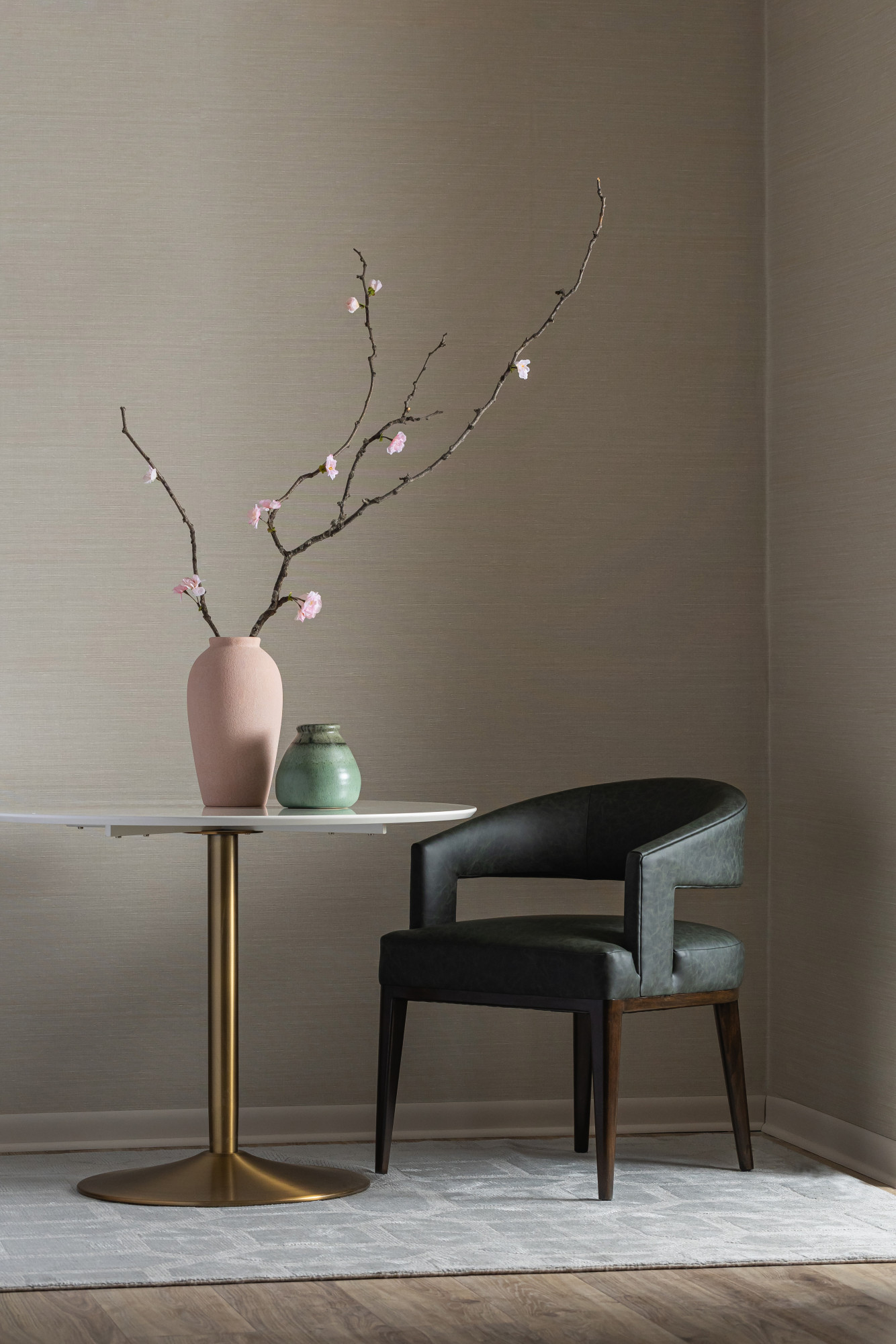 6818-09 Aries - Deep Olive, V104-02 Kanso – Museli Installation Image