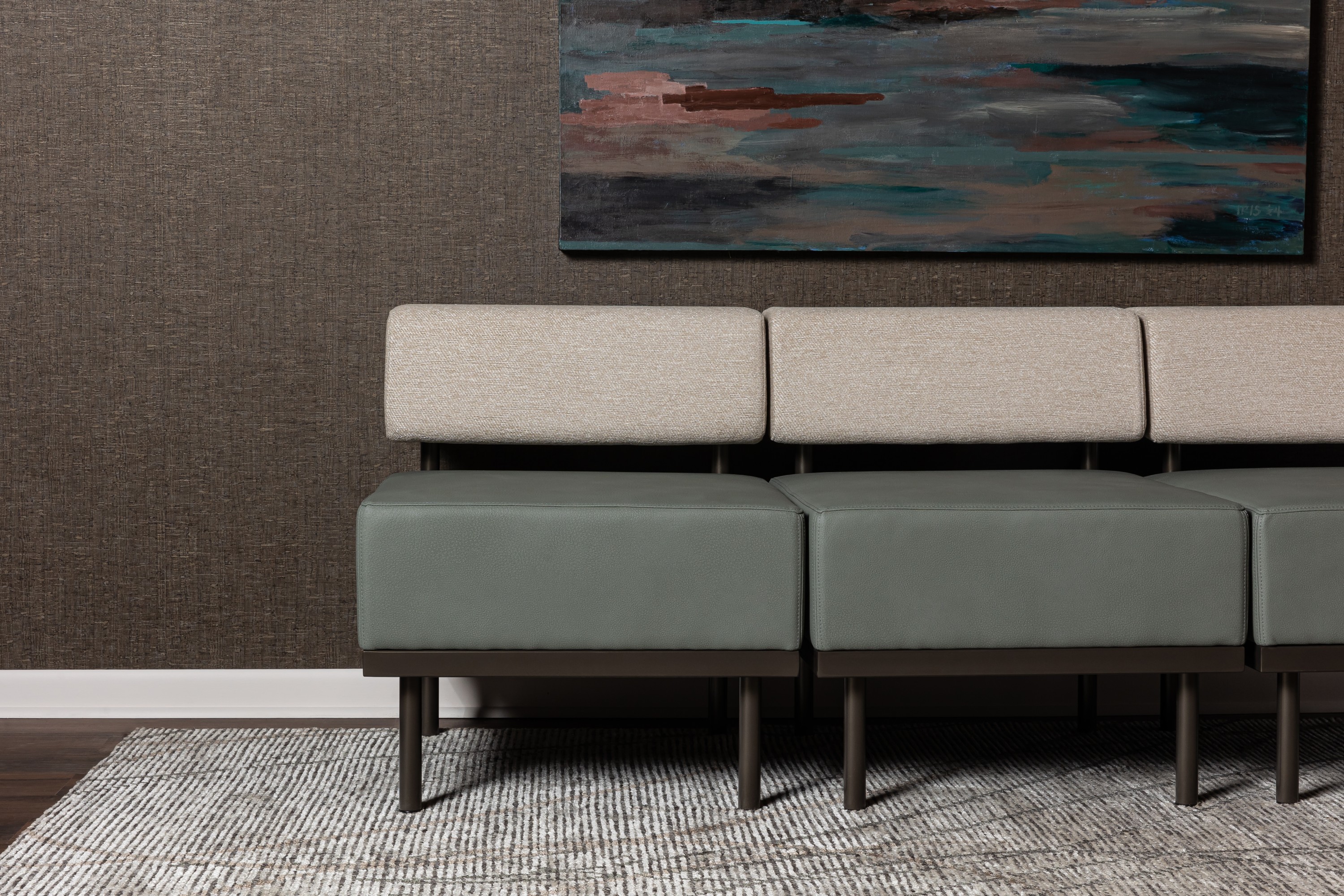 6825-07 Aldrin Scotch Thistle, 6512-02 Apricity Toasted Coconut, V114-08 Catalonia Charwood Installation Image 