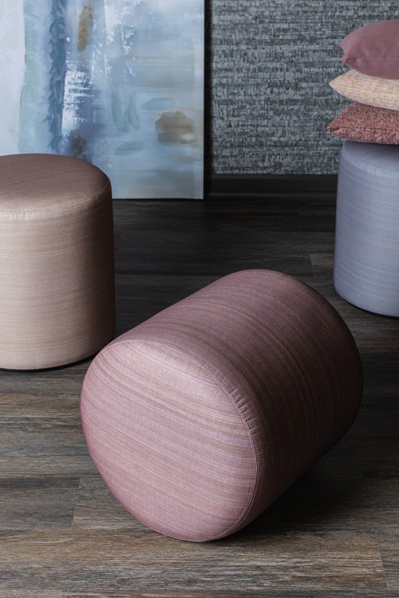 7552-03 Winslet - Apple Cider, 7552-07 Winslet - Plumcot, 7552-08 Winslet - Orionids, V115-05 Montado - Grey Gibbon Installation Image