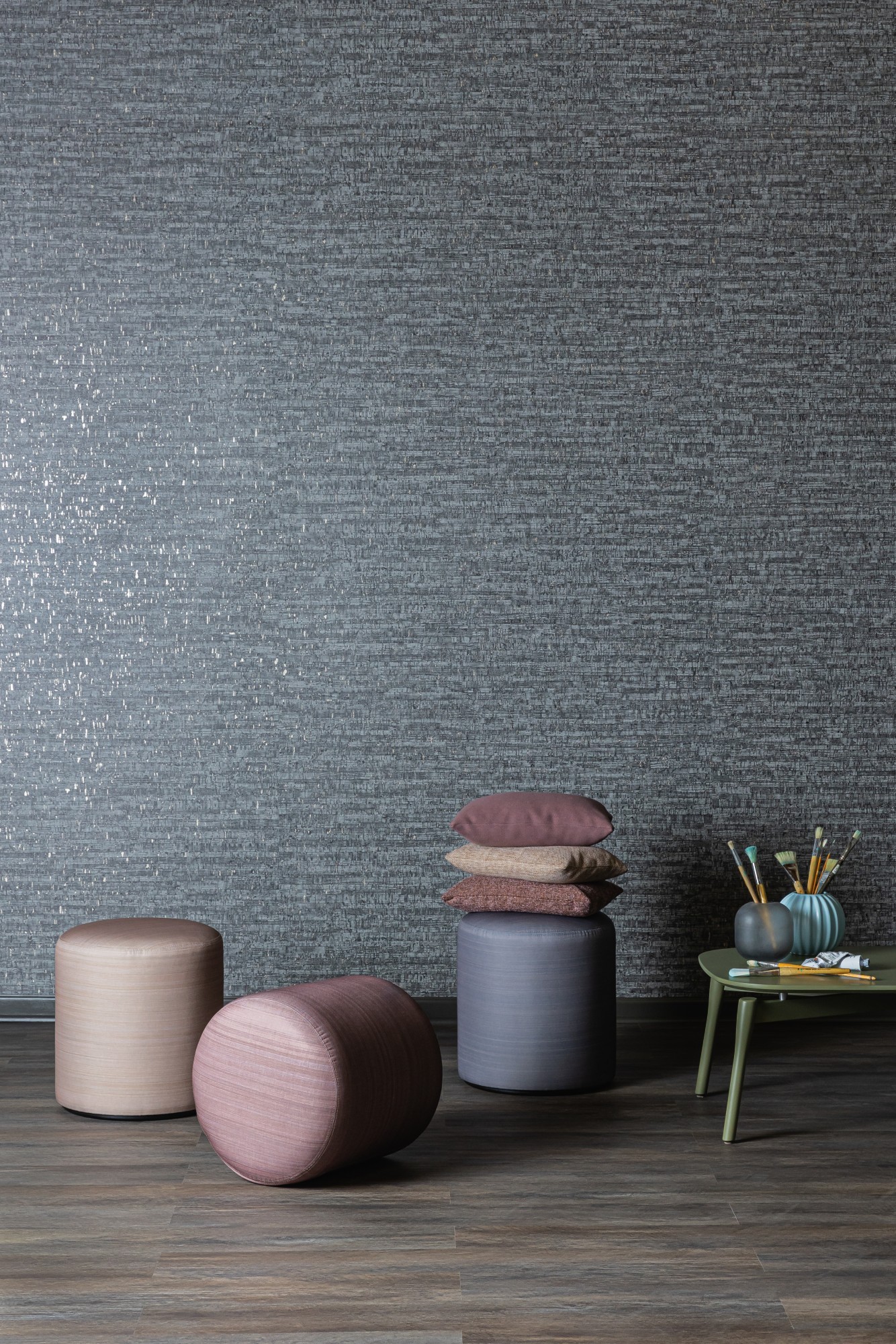 7552-03 Winslet - Apple Cider, 7552-07 Winslet - Plumcot, 7552-08 Winslet - Orionids, V115-05 Montado - Grey Gibbon Installation Image