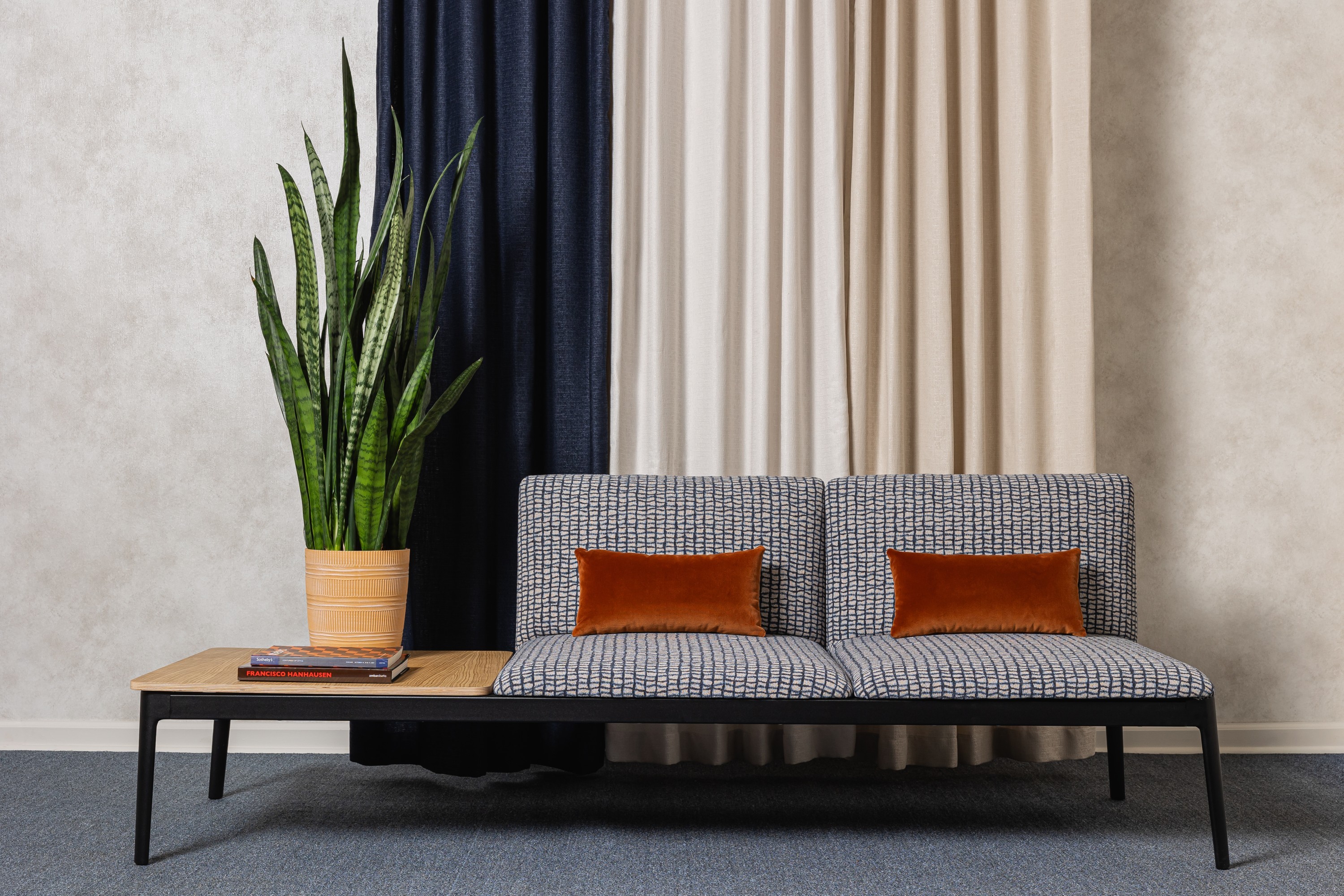 7555 V105-01 Central White Calcite, Altair Stellar Navy, 7555-02 Altair Pure Dove, 7555-03 Altair Sand Dollar, 8392-08 Carmi Splendid Fairywren, 4250-11 Gem Fire Opal Installation Image