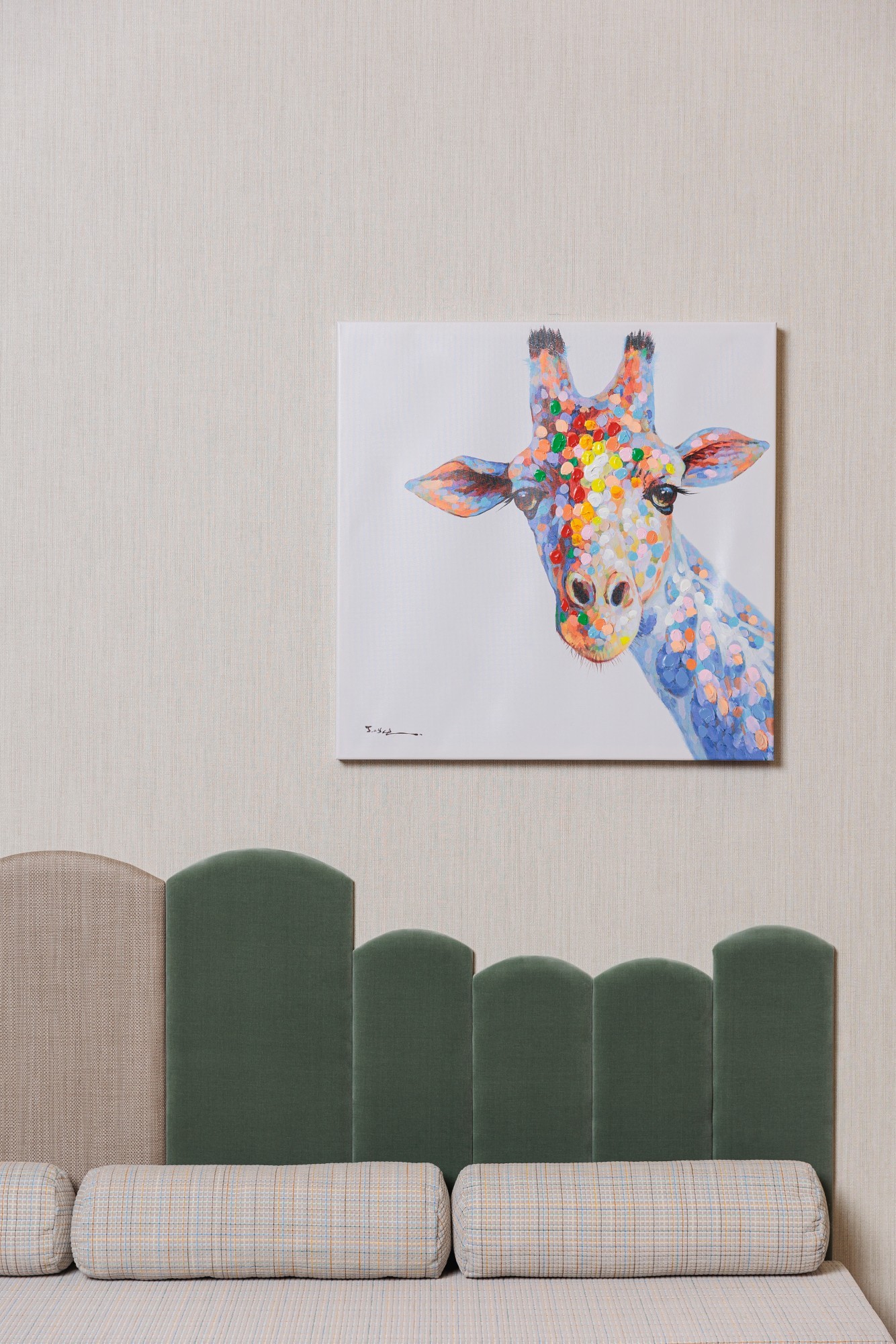 V101-02 Fervor - Slivered Almond, 5731-05 Fantasia Panel - Elevated Taupe, 4250-31 Gem - Jade, 4511-02 Playground San Francisco Installation Image-003