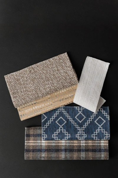 3160-01 Aspen Tundra Wolf, 1342-04 Carrick Macchiato, 4527-03 Interval Honey Blonde, 1214-05 Homestead Cyanotype, 9651-08 Clockwork Picasso Stone Hero Image