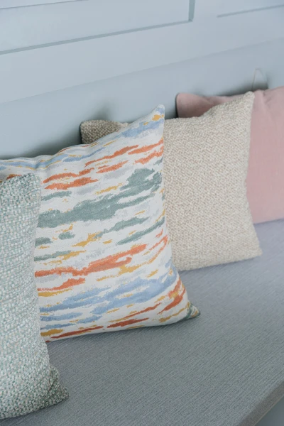 3164-03 Coastal Glacier, 1239-06 Cabana - Pale Flamingo, 1350-03 Porcelain Taupe, 5824-03 Pastel Fruit Sorbet, 6597-04 Tide Pool Installation Image