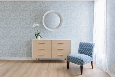 4262 Andamento Skyline, V103-04 Hikaru Powder Blue, 4121-01 Akari White Light Installation Image