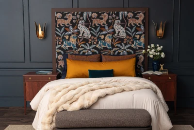 6818-08 Aries Cocoa, 2782-04 Fable Jodhpur Blue, 4328-11 Wisteria River Canyon, 4705-10 Hint Wooden Pencil., 5515-16 Empire Eurasian Teal Installation Image