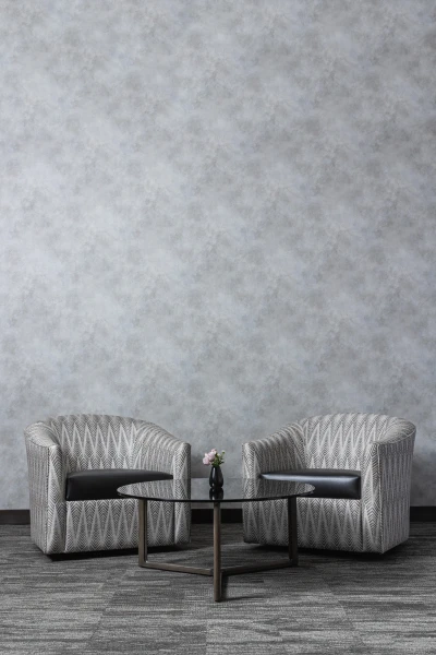 8352-10 Calathea - Kindling Wood, 3991-12 Aerial - Noir, V105-05 Central - Silver Dollar Installation Image