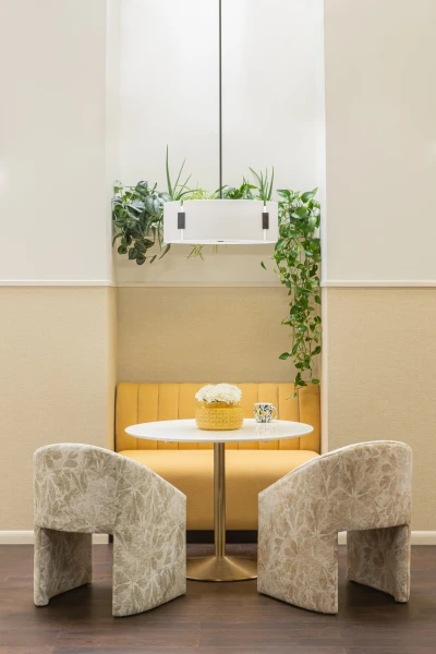 8712-03 Riley Cornbread, 5819-03 Vivaldi Mellow Yellow, 5819-05 Vivaldi Sproutling, V100-06 Chateau Macadamia Installation Image